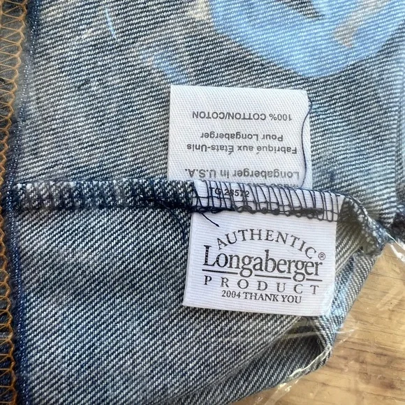 NWT Longaberger Thank You Basket Fabric Liners- Set Of 2- Denim and Paprika - Picture 6 of 8